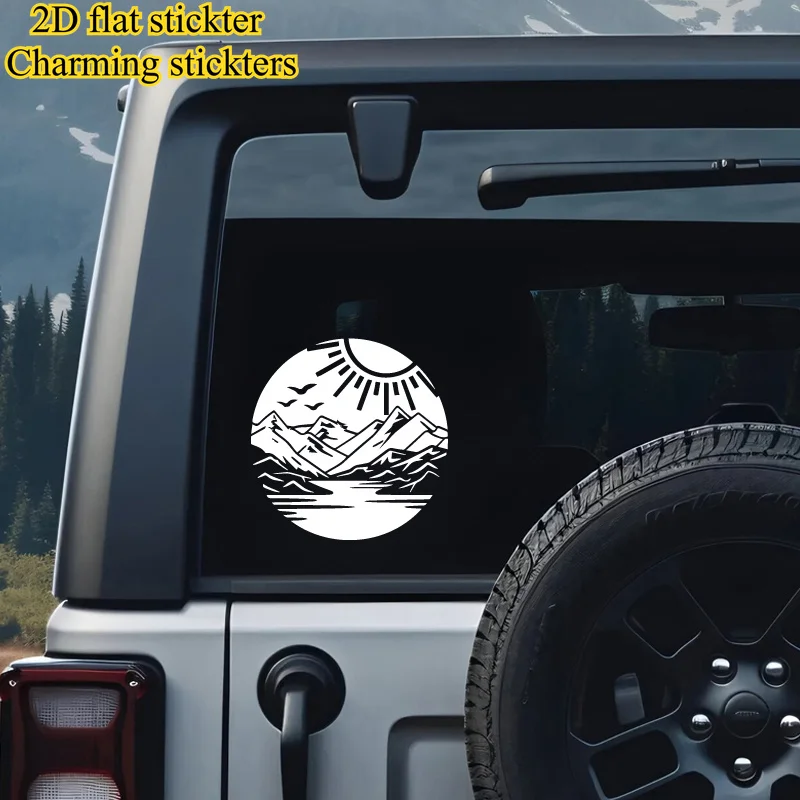 1pc Sunset Mountain Lake Wild Bird Waterproof Vinyl Car Sticker Outdoor Adventure Window Decal