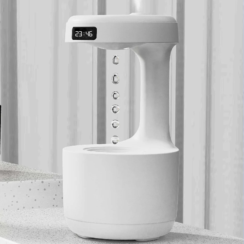 المحمولة بالموجات فوق الصوتية المضادة للجاذبية قطرة الماء المرطب الإبداعية قطرة الماء ارتجاعي LED عرض الوقت المرطب المنزلية