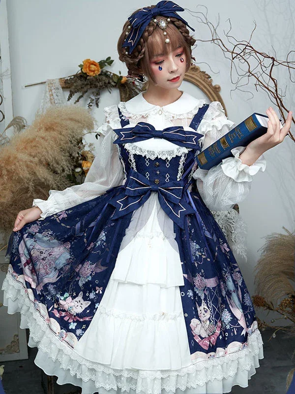 

Chiffon Lolita Jumper Skirt, Sweet Atrovirens, Square Neck, Sleeveless