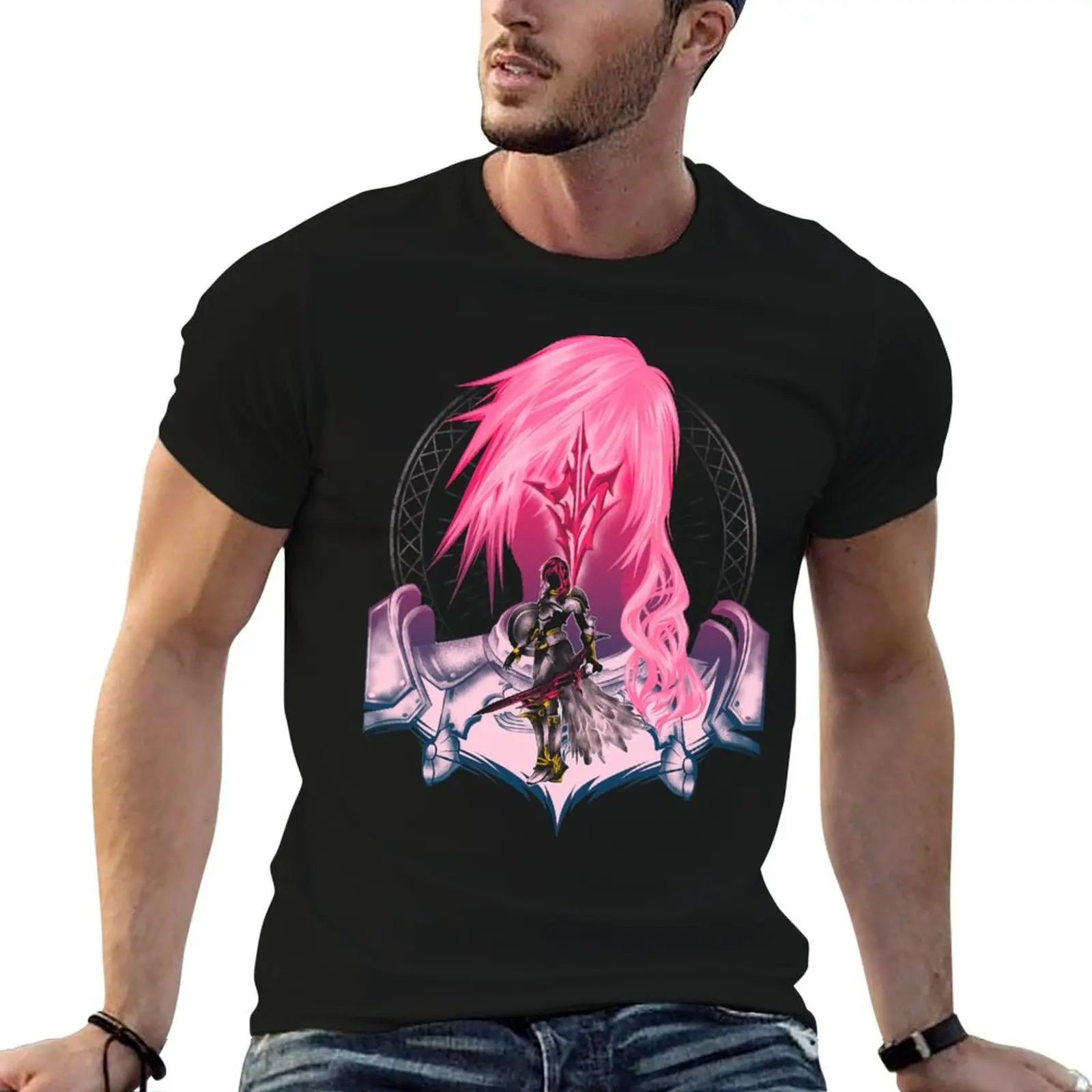 

Lightning of FFXIII T-Shirt cotton t shirts man 100% anime tshirt T-Shirt