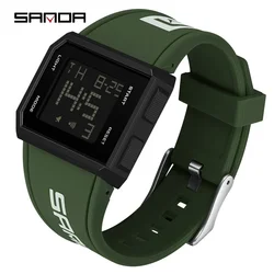 SANDA  9003  Mens Watches Brand Men's Digital Watch Chronograph Sport Electronic Bracelet Waterproof Men Wristwatch Alarm Clock