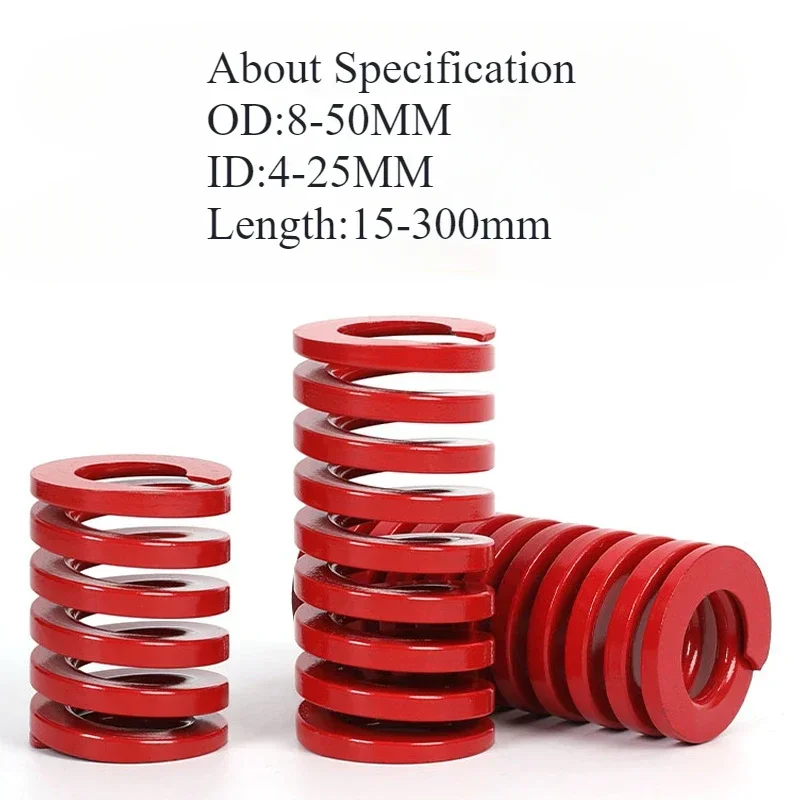 2/4Pcs Red Medium Load Die Mold Spring Compression Spring Steel  O Diameter 8 10 12 14 16 18 20 22 25 27 30 35mm Length 15-200mm