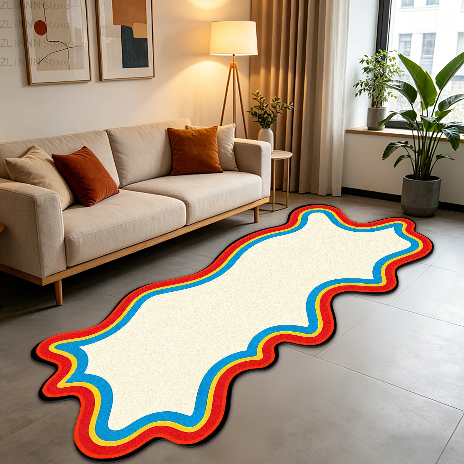 Thickened Irregular Shape Long Living Room Rug Decor Home Sofa Area Fluffy Non-slip Carpet Bedroom Bedside Washable Foot Mat