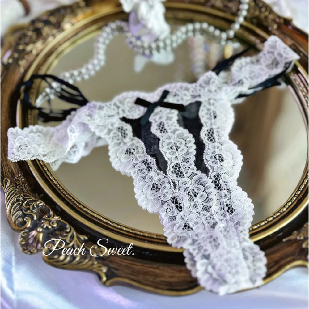 SP&CITY Sexy Panties Lace Belt Women\'s Underpants Hollow out Transparent Underwear Sex Hot Seamless Thong Bow Low Waist T Pants