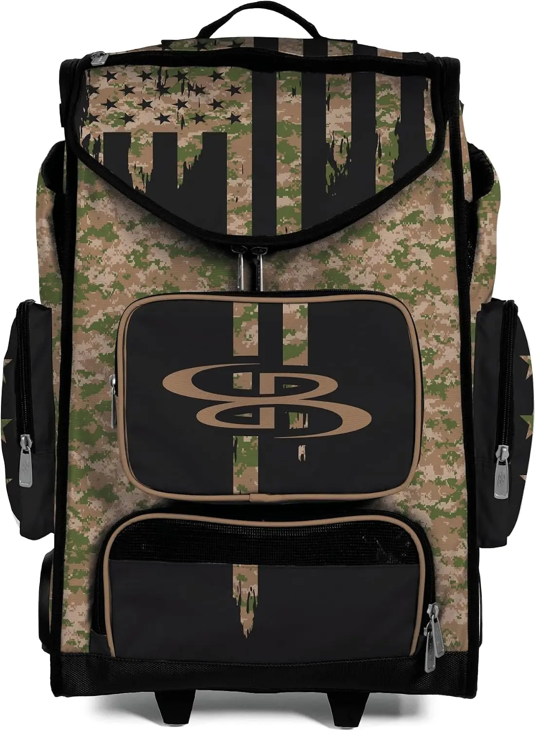 Hybrid Bat Bag Wheeled Backpack Olive Drab Brown Teak