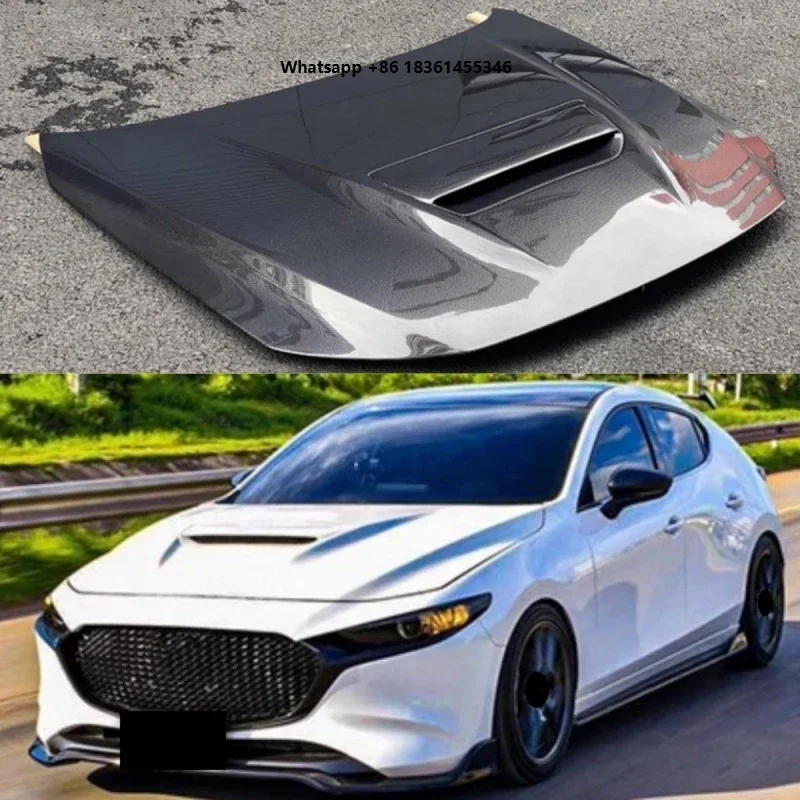 

For 3 Axela 1.5L 2.0L 20-21 Modified Light Weight MPS Style Engine Hood Resin Bonnet Carbon Fiber Engine Cover