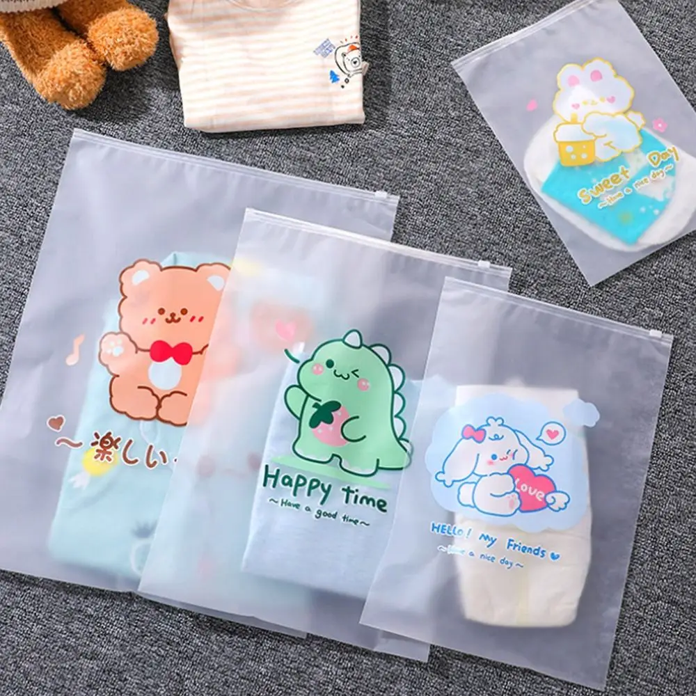 PE Clothing Storage Bag Cute Transparent Waterproof Travel Luggage Bag Cartoon Shoe Storage Bag Home&Travel