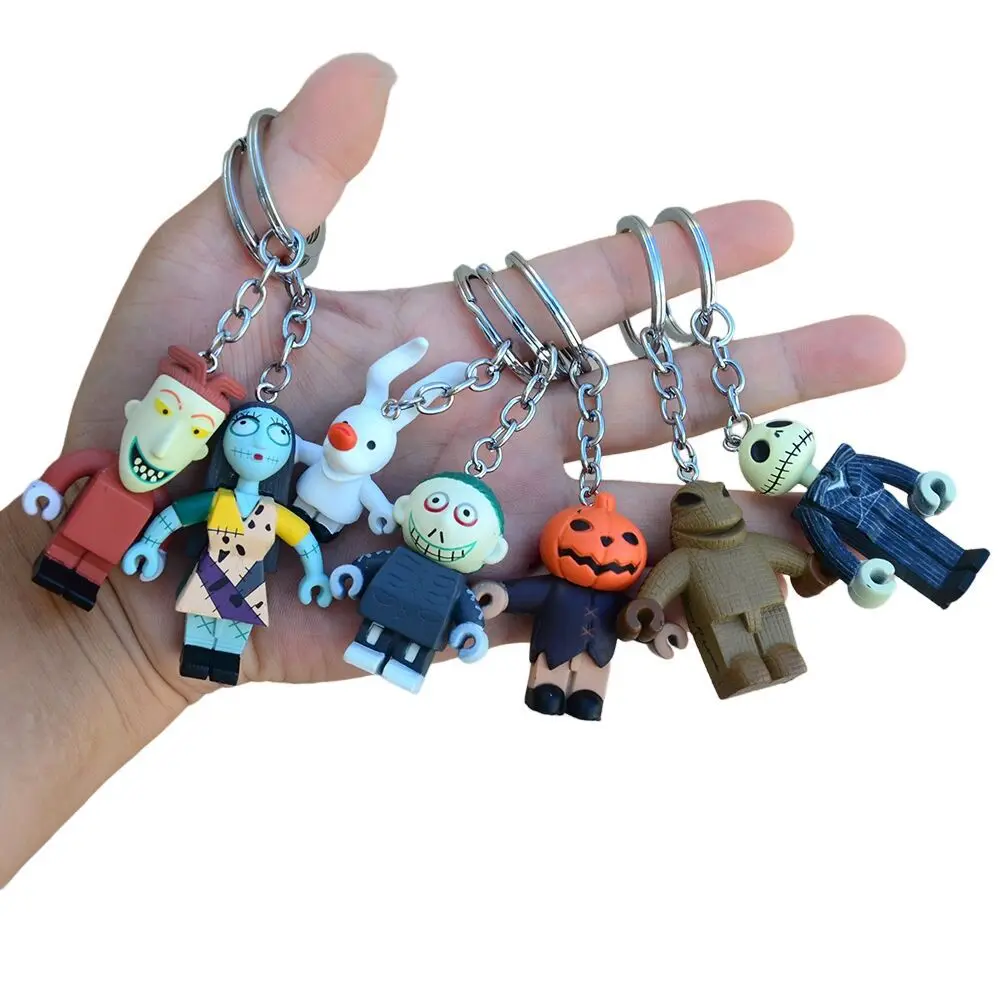 7pcs Disney Movie The Nightmare Before Christmas Sally Jack Keychain Cute Keyring Anime Decor Bag Pendant Kids Hobby Toys Gift