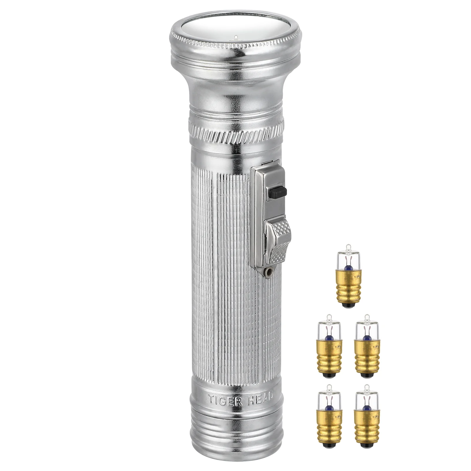 

Flashlight Props Old Fashioned Metal Spotlight Small Portable Camping Outdoor 2pcs Rechargeable Bulb Retro Handheld