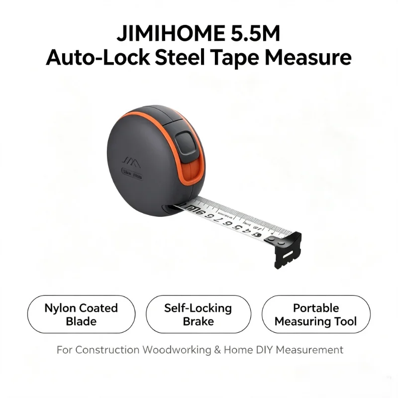 JIMIHOME 5.5meters Auto‑Lock Steel Tape Measure Nylon Coated Blade Portable Self‑locking Measuring Tape With Brake Button