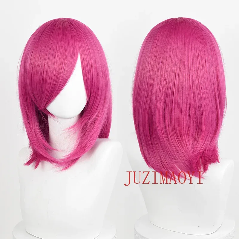 النساء لوليتا الوردي الأحمر الأزرق الأرجواني تأثيري الباروكات 40 سنتيمتر قصيرة بوب الباروكات مع الانفجارات مقاومة للحرارة الاصطناعية الشعر الباروكات العالمي