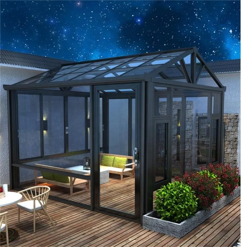 Durable Aluminum Frame Glass Sunroom Outdoor Glass House Movable Conservatory Double Tempered Waterproof for Backyard Patio