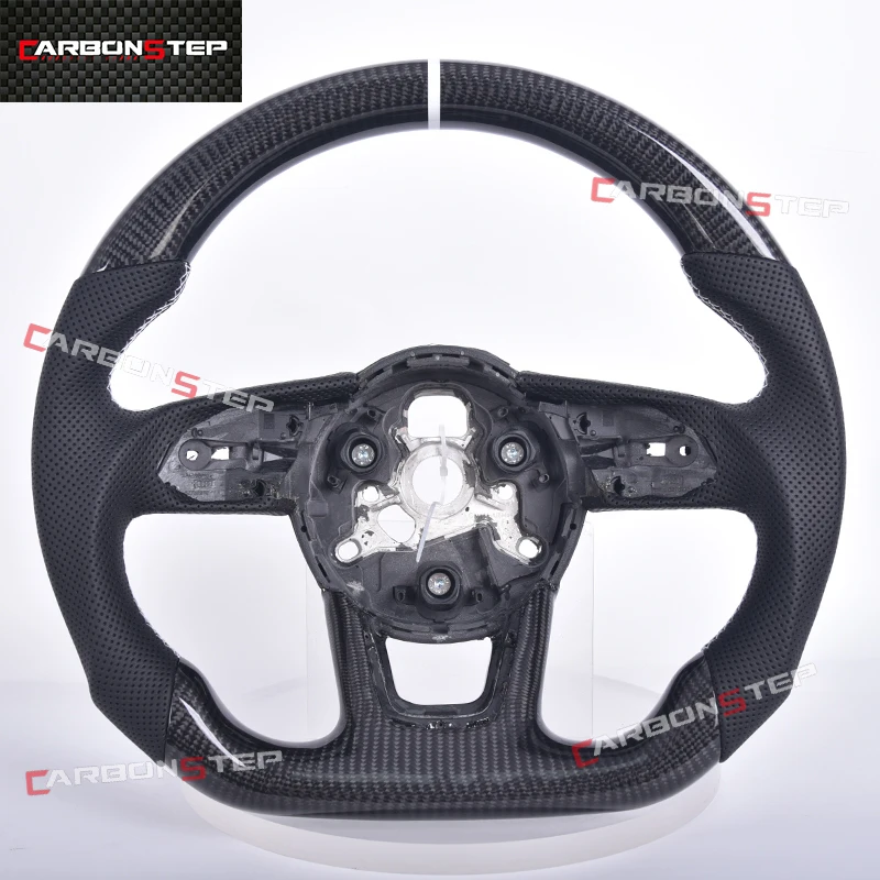 Car Perforated Leather Carbon Fiber Steering Wheel For Audi RS3 RS4 RS8 S3 S4 S5 A3 A4 A5 B8 B9 B7 C7 C6 C8 8V 8P B8.5 B6 B5