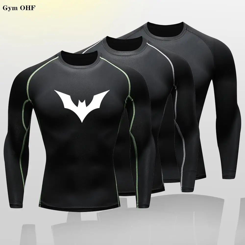 Bat Print Compression Shirts For Kids Summer Short Sleeve Rash Guard Gym Workout Tshirt Athletic Quick Dry Undershirts Tops Boys