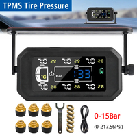 Solar TPMS 8Bar/15Bar 6 Wheels Sensor Tire Pressure Monitor Temperature Clock Display Alarm For Car/RV/Truck