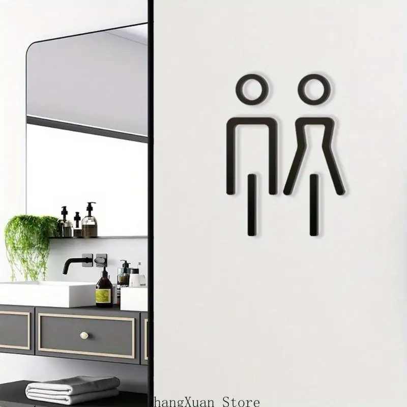 Toiletten-Identifikationsschild-Set aus Acryl, Türschilder für Männer und Frauen, WC-Beschilderungsaufkleber mit erhabener – Detail 9