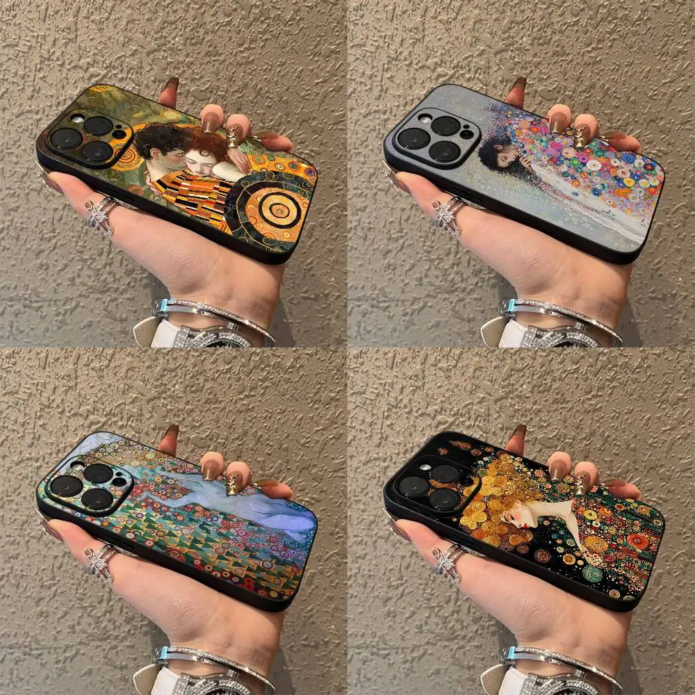 

G-Gustav Klimt ART Phone Case For iPhone 17,16,15,14,13,12,11,Pro,Max,Plus,E,Air,Mini Black Soft Box