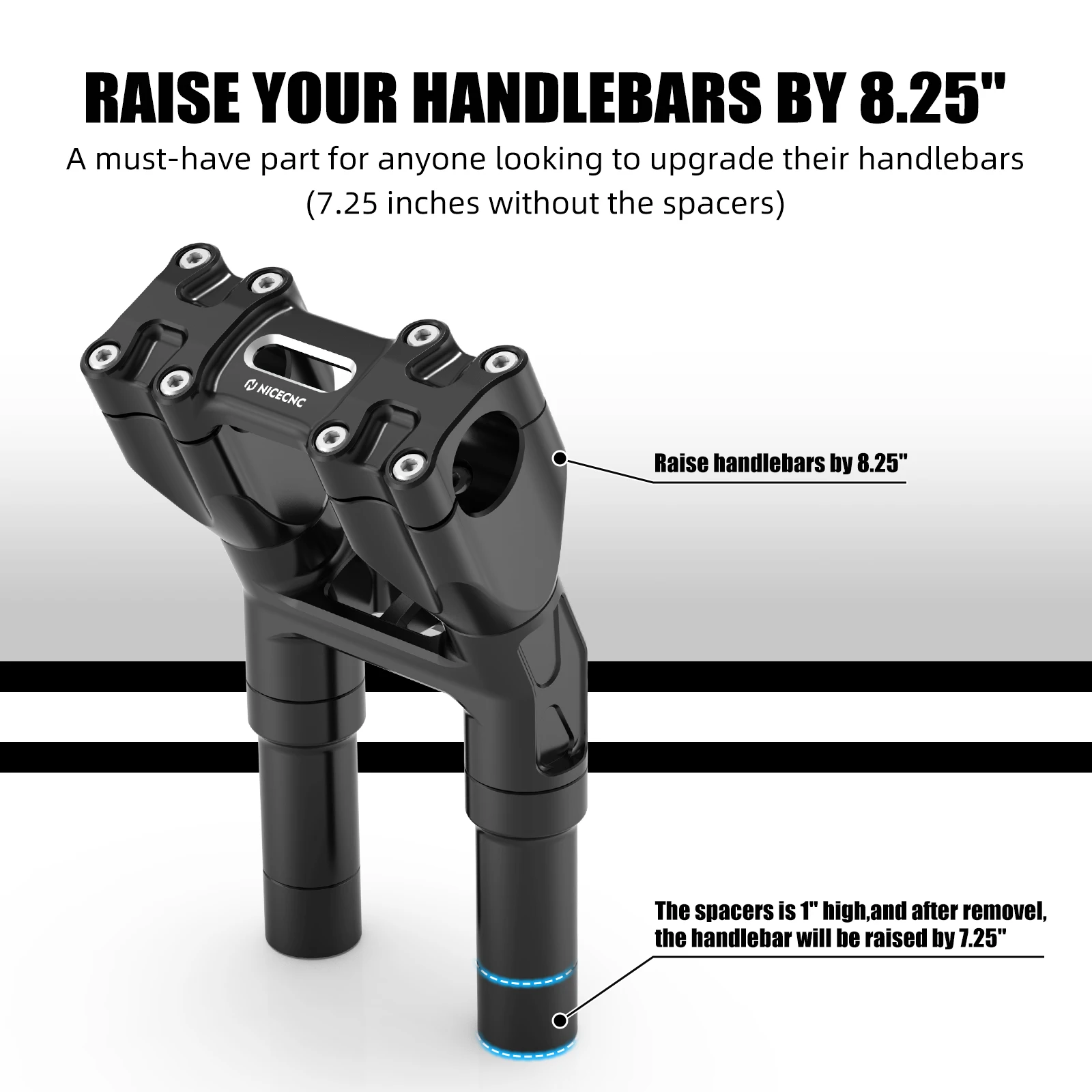 

For 2009-2022 Harley Iron 883 XL883N 1" Handlebar Risers 5-8.25" Rise for HD Iron 1200 XL1200NS Heritage Classic FLHC 2018-2021