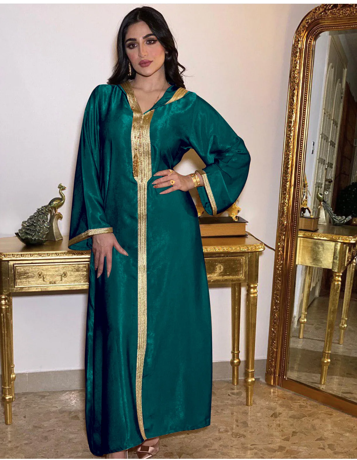 

Velvet Jalabiya 2024 Ramadan Eid Hooded Abaya Women Muslim Maxi Dress Moroccan Kaftan Islamic Clothing Dubai Turkey Robe Gown