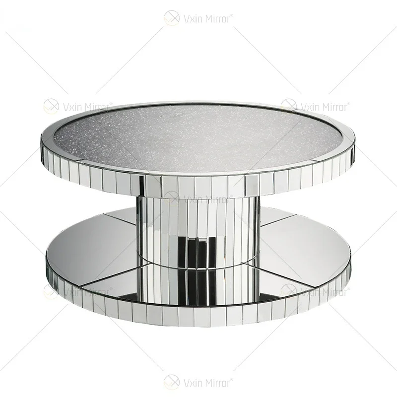 Factory price customized mirror shaped circular coffee table,