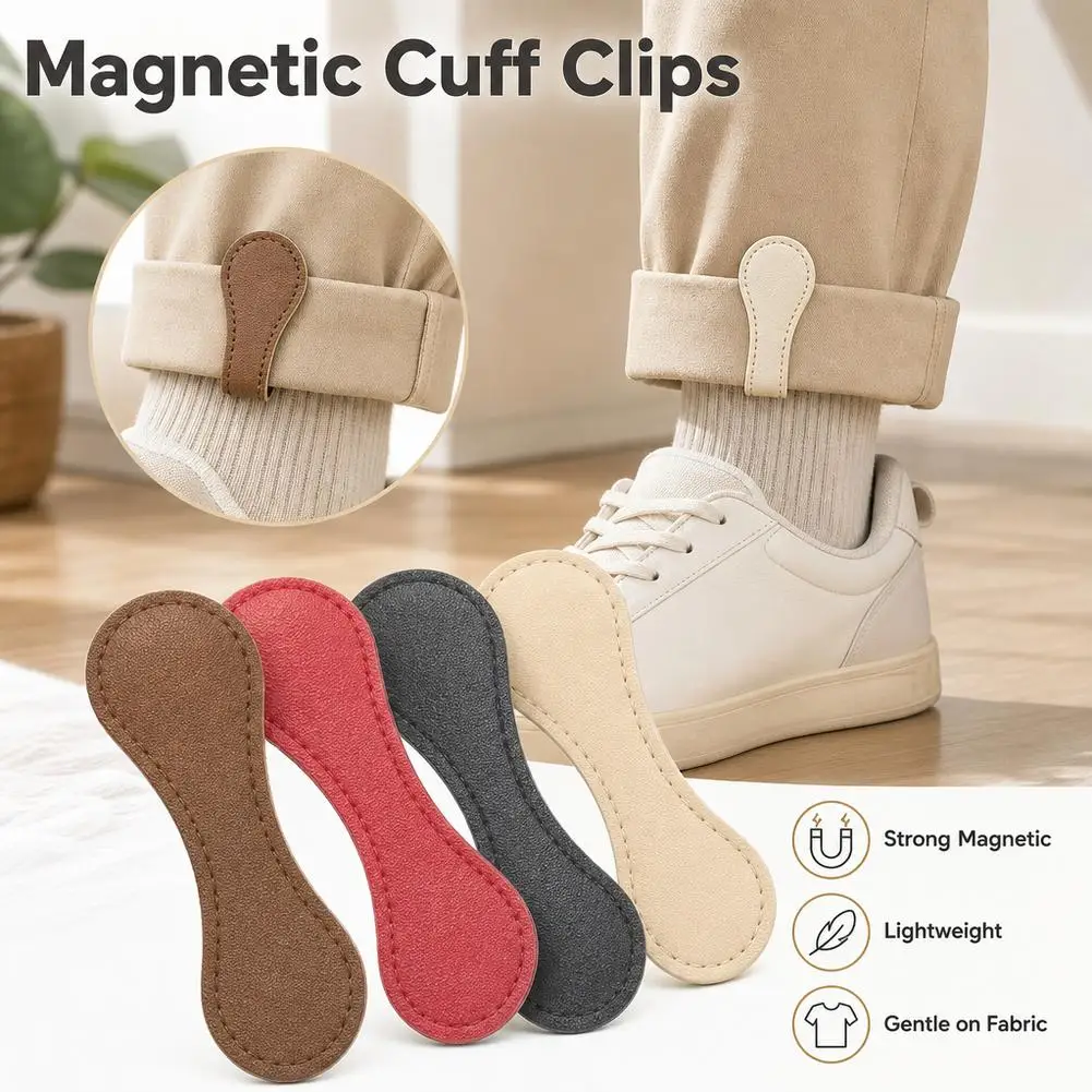 1/2Pcs Detachable Fixed Magnetic Buckle for Trouser Legs Nail-free & Seam-free Leather Leg-retracting Sewing Tool Accessory