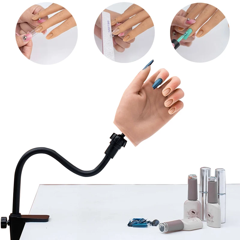 

Silicone Practice Hand For Acrylic Nails Adjustable Flexible Nail Practice Hands Training Movable Nail Manicure Hand Nail Tips