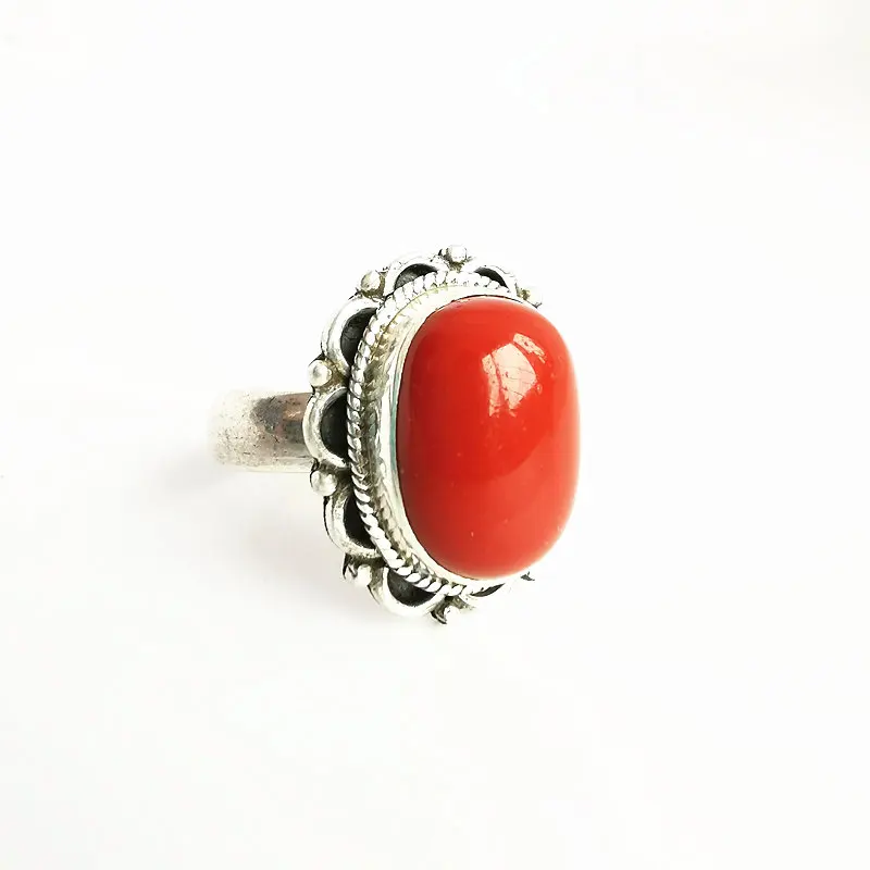 

Тибетские украшения, серебро 925, инкрустированные красными кольцами лэмпворк для мужчин и женщин, винтажные кольца T9019