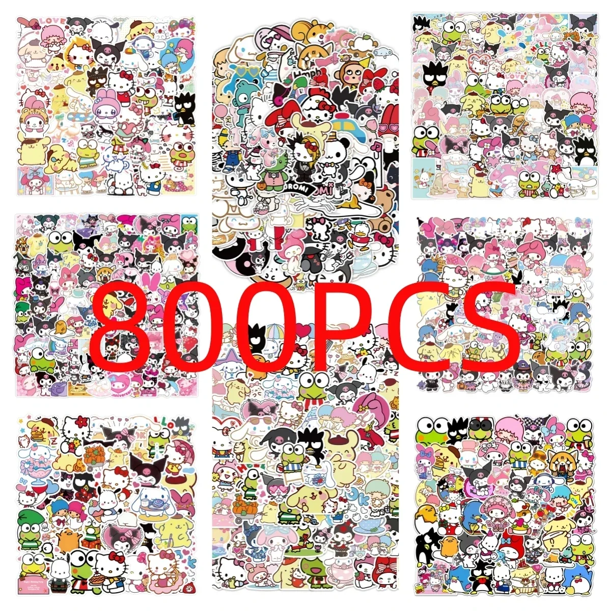 100 pçs kawaii minha melodia kuromi olá kitty adesivos para crianças meninas diy papelaria diário bonito dos desenhos animados sanrio adesivo decalques