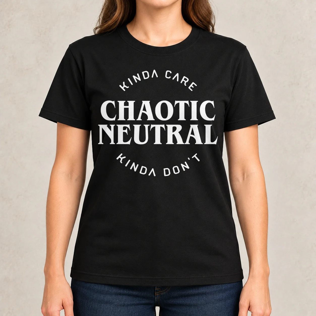 Chaotic Neutral Alignment Kinda Care Kinda Don't Funny Quotes Women T-Shirt sports fans white t shirts for Women