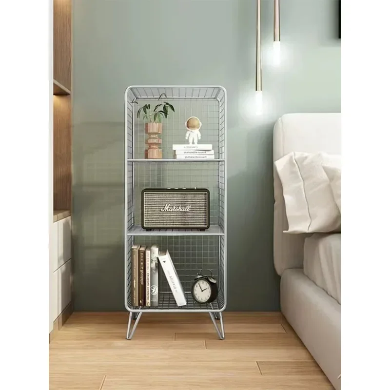 Floor to Floor Bookshelf, Iron Art Bedside Small Cabinet, Simple Multi-layer Bookshelf for Living Room Bedroom Study