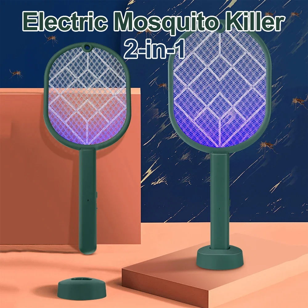 2-in-1 Electric Insect Racket Swatter Zapper 4000V USB Rechargeable Summer Mosquito Swatter Kill Fly Bug Zapper Mosquito Racket