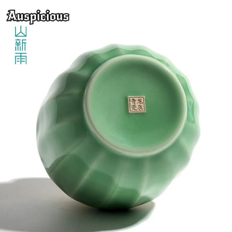 500ml Longquan Celadon Lotus Tea Box Organizer Moisture-proof Zen Metal Lid Ceramic Storage Tank Containers Tea Caddy Ornaments