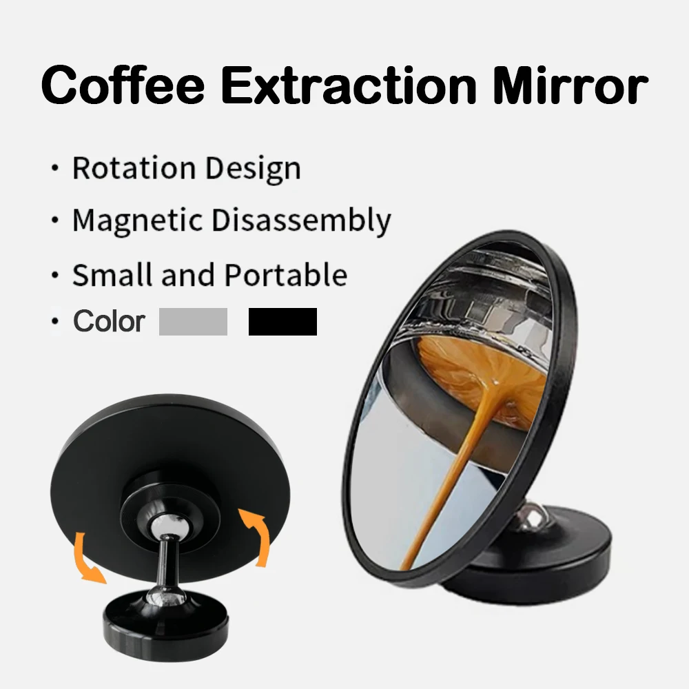 Espejo de extracción de café con atracción magnética, espejo reflectante Espresso para observación de café portafiltro sin fondo