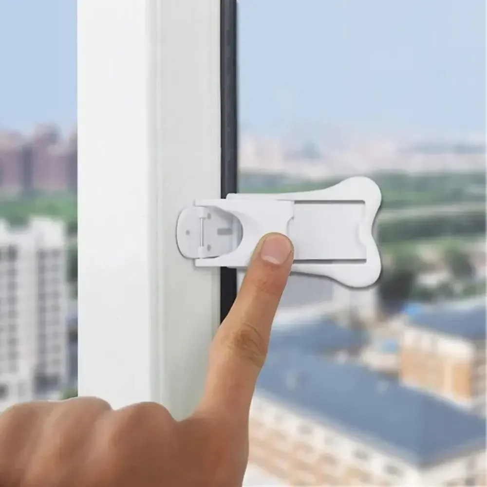 2Pcs Sliding Door Lock Self-adhesive Window Lock Sliding Sash Stopper Fixation Cabinet Door Lock Drawer Lock Baby Safety Lock