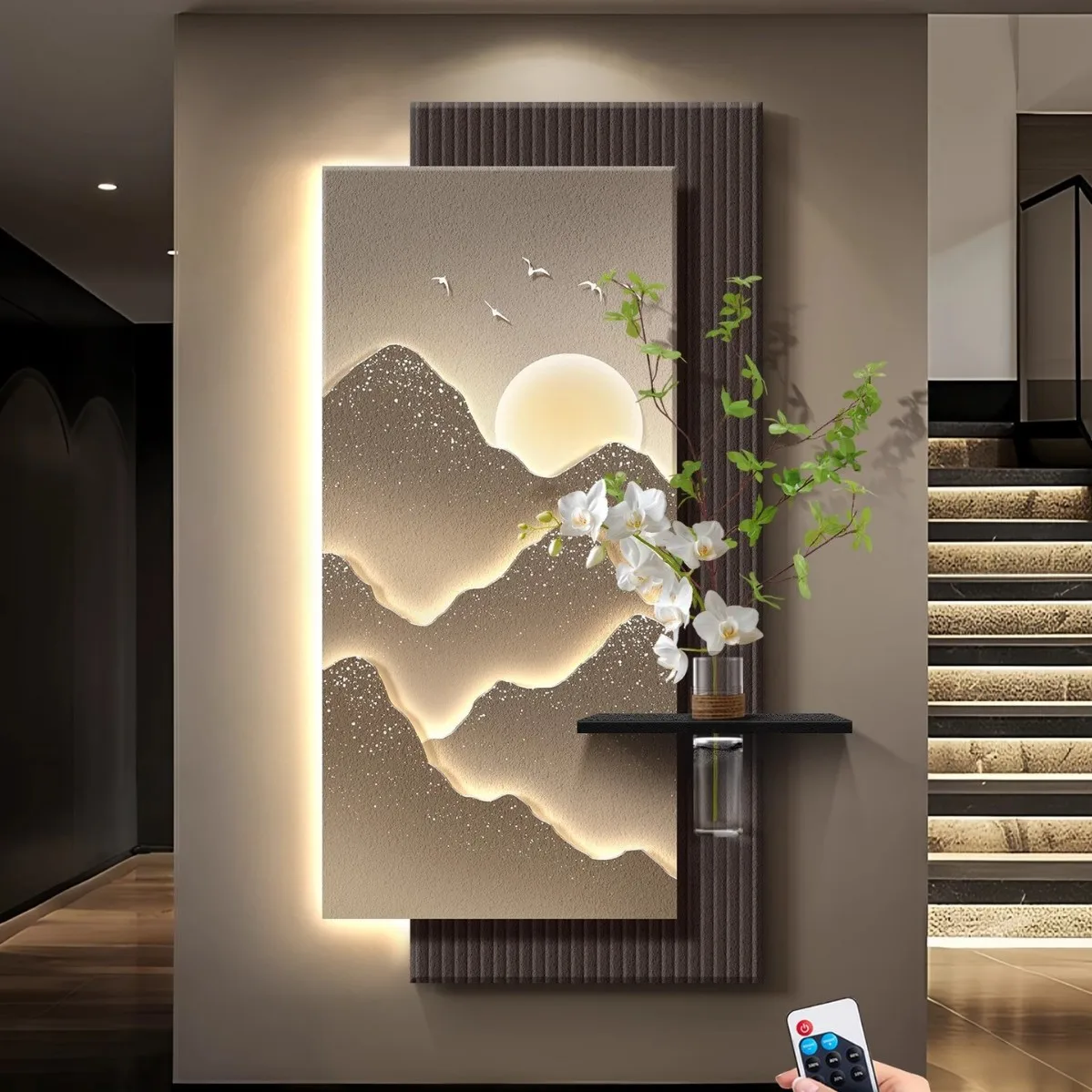 

Декоративная картина из зеленого песчаника JC Hydroponic с LED-подсветкой и эффектом бесшумного ветра подходит для прихожей, коридора и гостиной.
