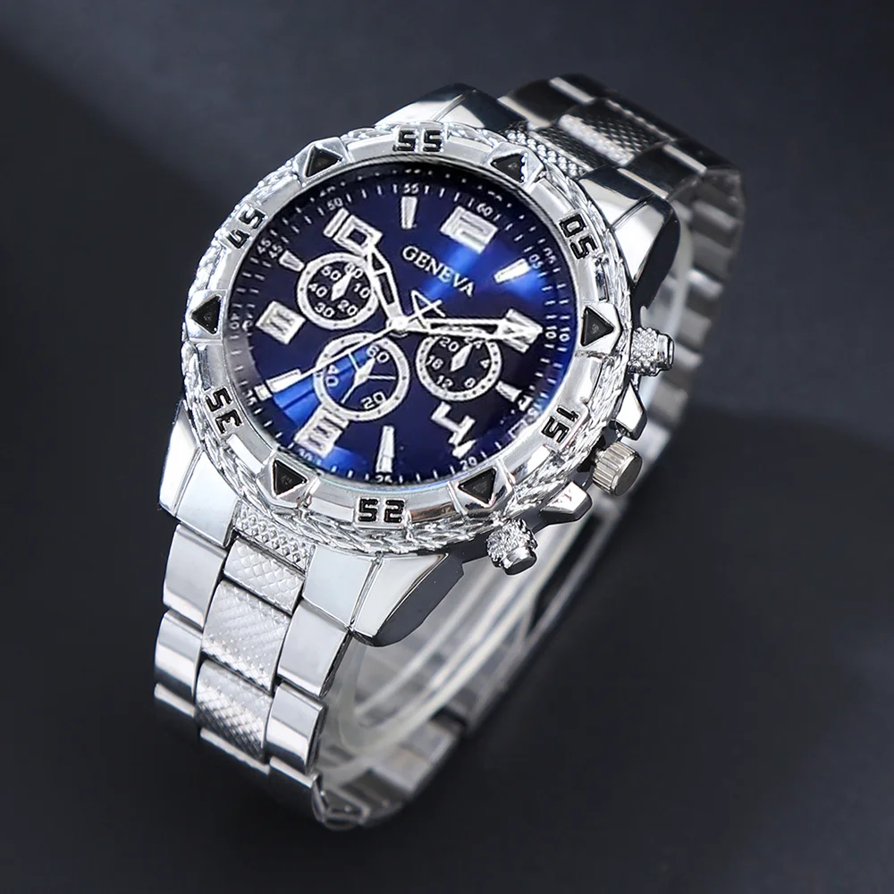 مجموعة ساعات رجال الأعمال الكلاسيكية، ساعات رجالية كوارتز دائرية بحزام من الفولاذ المقاوم للصدأ، اختيار مثالي للهدايا