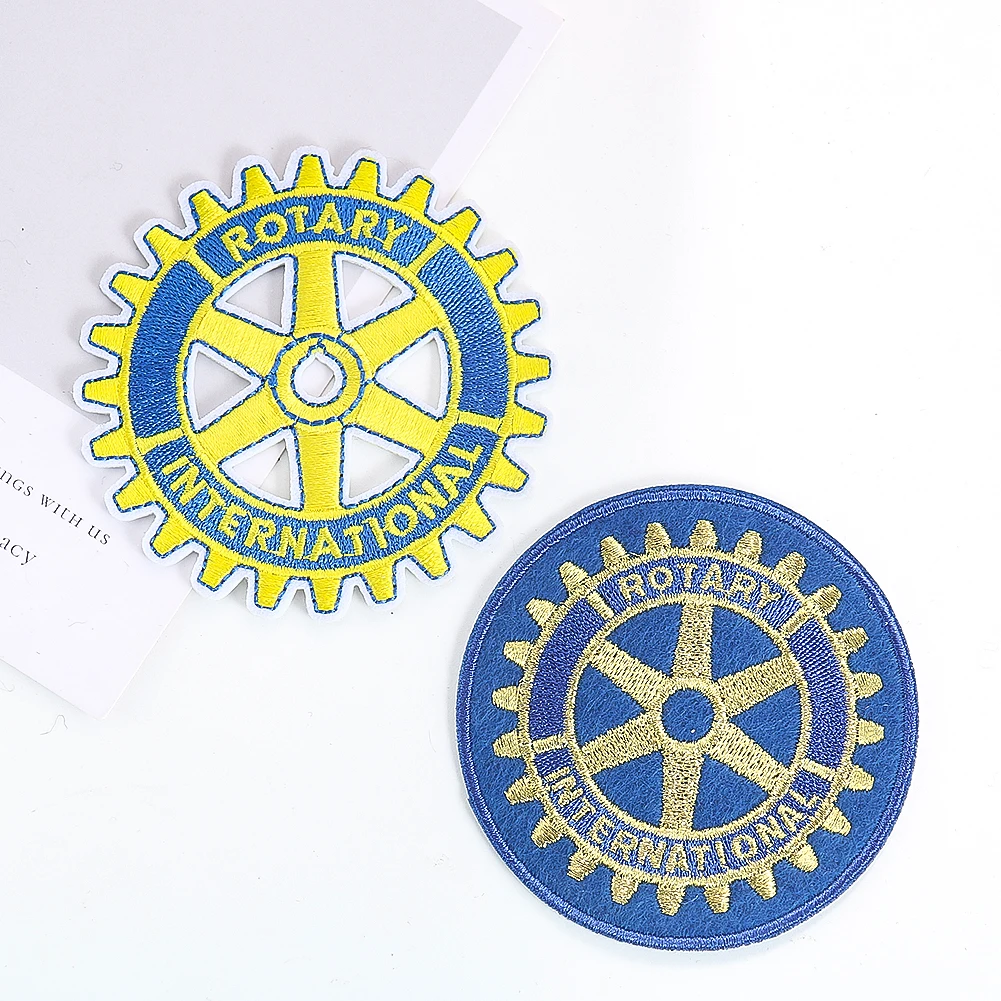 5PCS Rotary Club Embroidery Patch Service Emblem Badge International Gearwheel Patches Iron on Fabric Clothes Apparel Appliques