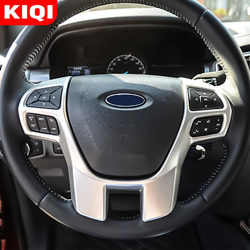 KIQI Car Stickers Fit for Ford Ranger 2015 2016 2017 2018 2019 2020-2022 ABS Steering Wheel Decoration Cover Trim Sticker Acc.