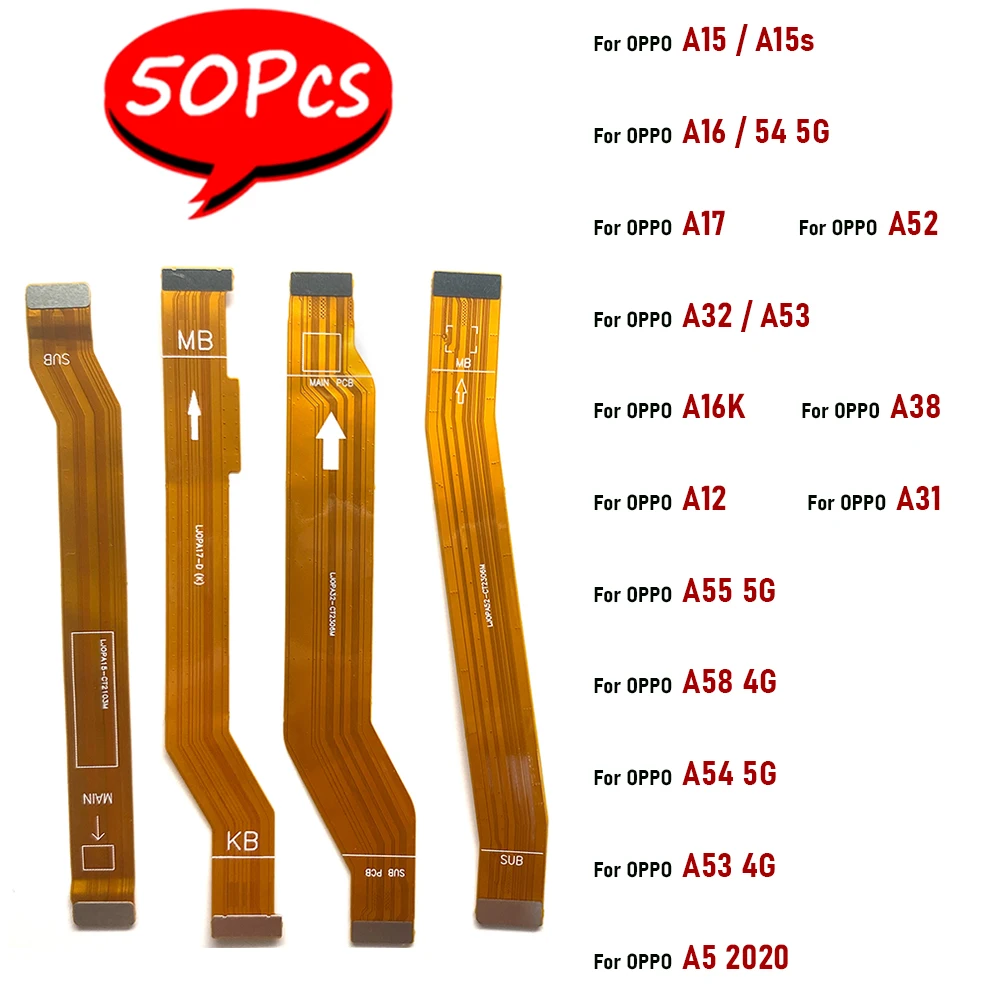 50Pcs,Motherboard FPC Main Board Connector Flex Cable Part For OPPO A15 A15S A16 A54 A58 4G A17 A32 A53 A52 A55 A57 5G A16K A38
