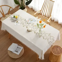 Nordic Style Tassels Cotton Linen Tablecloth,Modern Simplicity Dust-Proof Table Cover,For Dinning Tea Table Tabletop Decoration