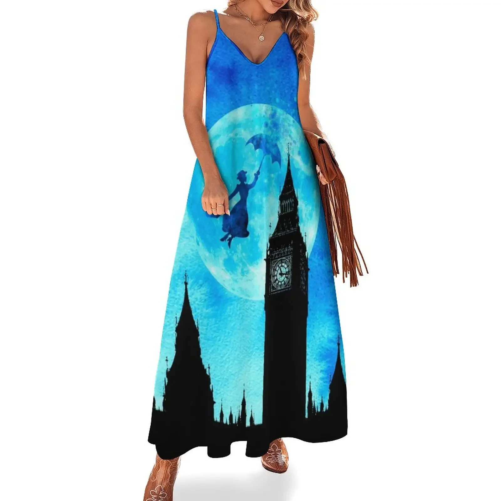 Magical Watercolor Night - Mary Poppins Sleeveless Dress luxury dress evening dress woman Long veiled dresses dresses for womens