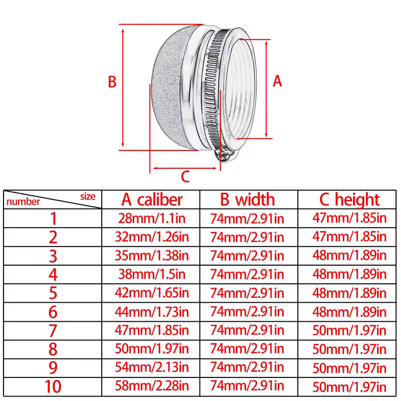 Motorcycle Air Filter Cleaner Air Filter 2 Stroke Engine Dirt Pit Bike Scooter 28/32/35/38/42/45/50/54/58MM Moto Parts - Image 2