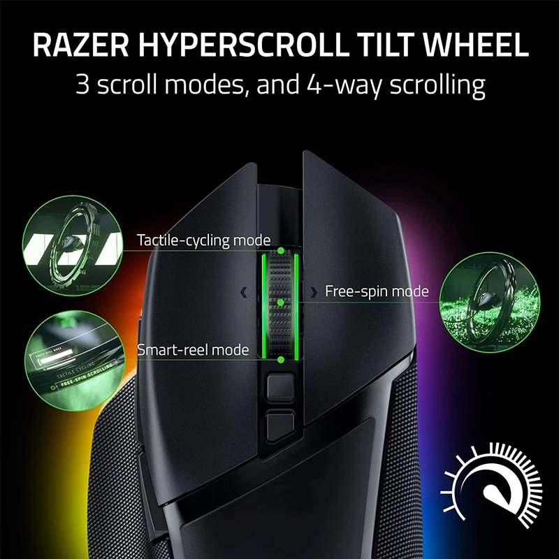 ماوس ألعاب لاسلكي Razer Basilisk V3 Pro مفاتيح بصرية Gen 3 HyperScroll عجلة إمالة كروما RGB 11 أزرار قابلة للبرمجة