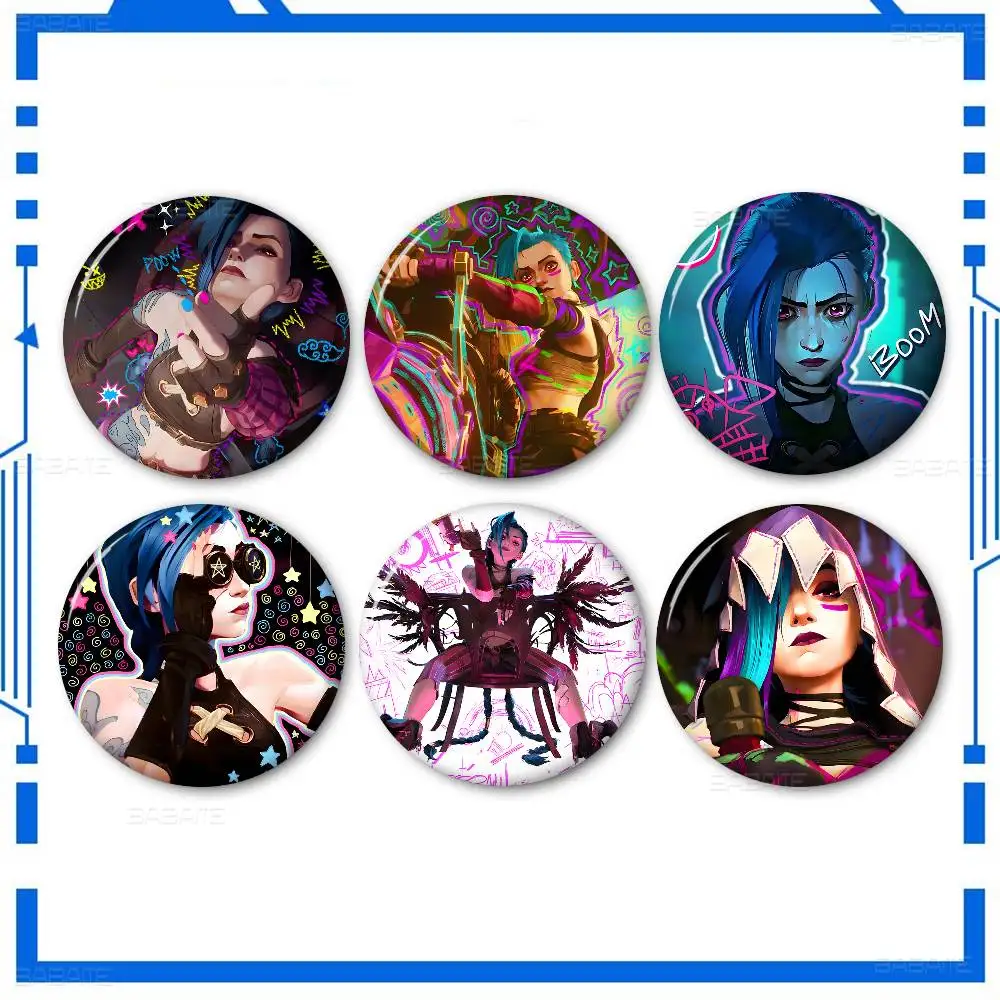 Cartoon Anime Game Arcane Jinx Soft Button Pin Bright Printed Icon Gift For Friends Badge Collar Brooch Lapel Pin Metal