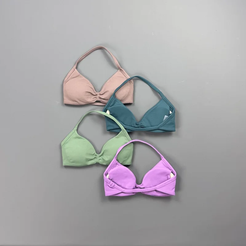 Strappy Bra Women Medium Support Strappy Sports Padded Bra Breathable Stretch Push-up Workout Pilates Yoga Crop Tops