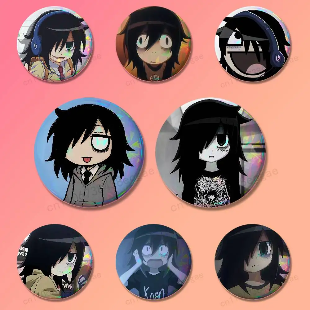 T-Tomoko W-Watamote Kuroki Badges laser badges cartoon brooches suitable for clothing backpack accessories lapels