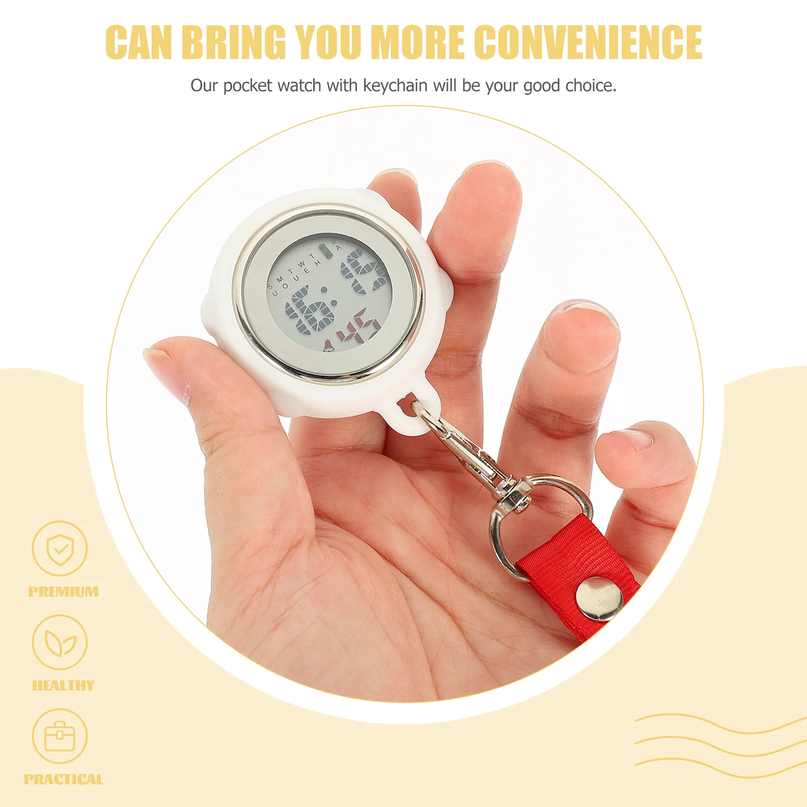 

Electronic Digital Stopwatch Pocket Lightweight Precise Timing Nurse Watch Keychain Glass Buckle Chest Watch for Hospital Use