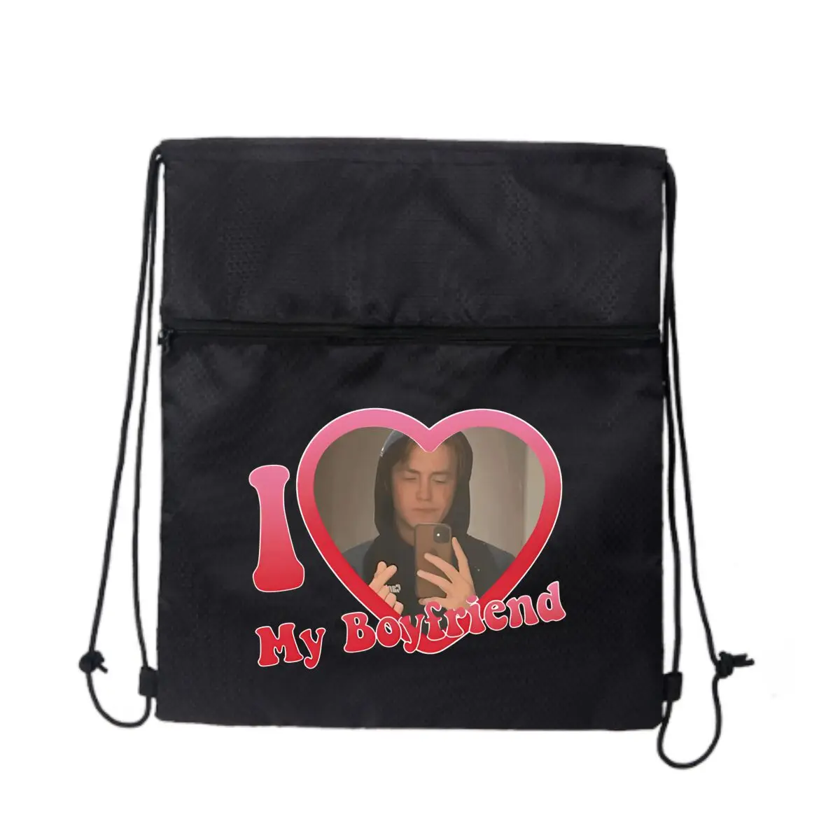 

Бойфренд любит игривый романтический текстовый дизайн Черная велосипедная сумка на молнии на шнурке Компактная для велосипедных предметов первой необходимости