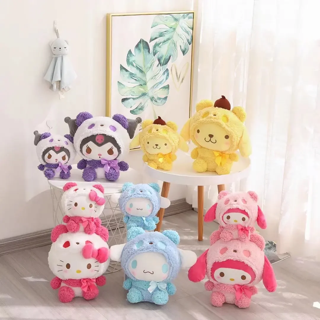 

Kawaii Kuromi Melody кукла, мягкая аниме Cinnamoroll Pom Purin, плюшевая игрушка, мягкие милые пушистые плюшевые игрушки, Рождественский подарок для девочки