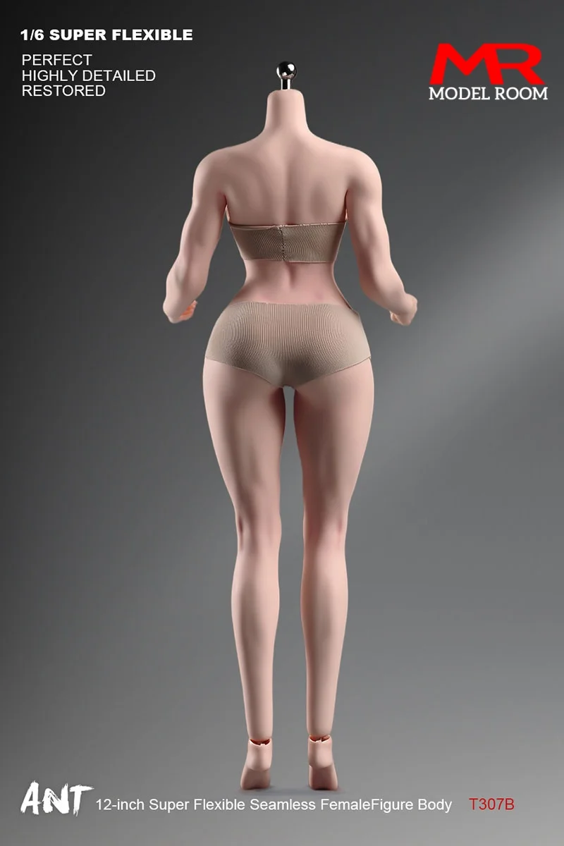 النمل T307 1/6 مقياس أنثى رياضية سلس الجسم 12 ''الجندي ماكياج كبير الثدي عمل الشكل شاحب Suntan عادي مرنة دمية